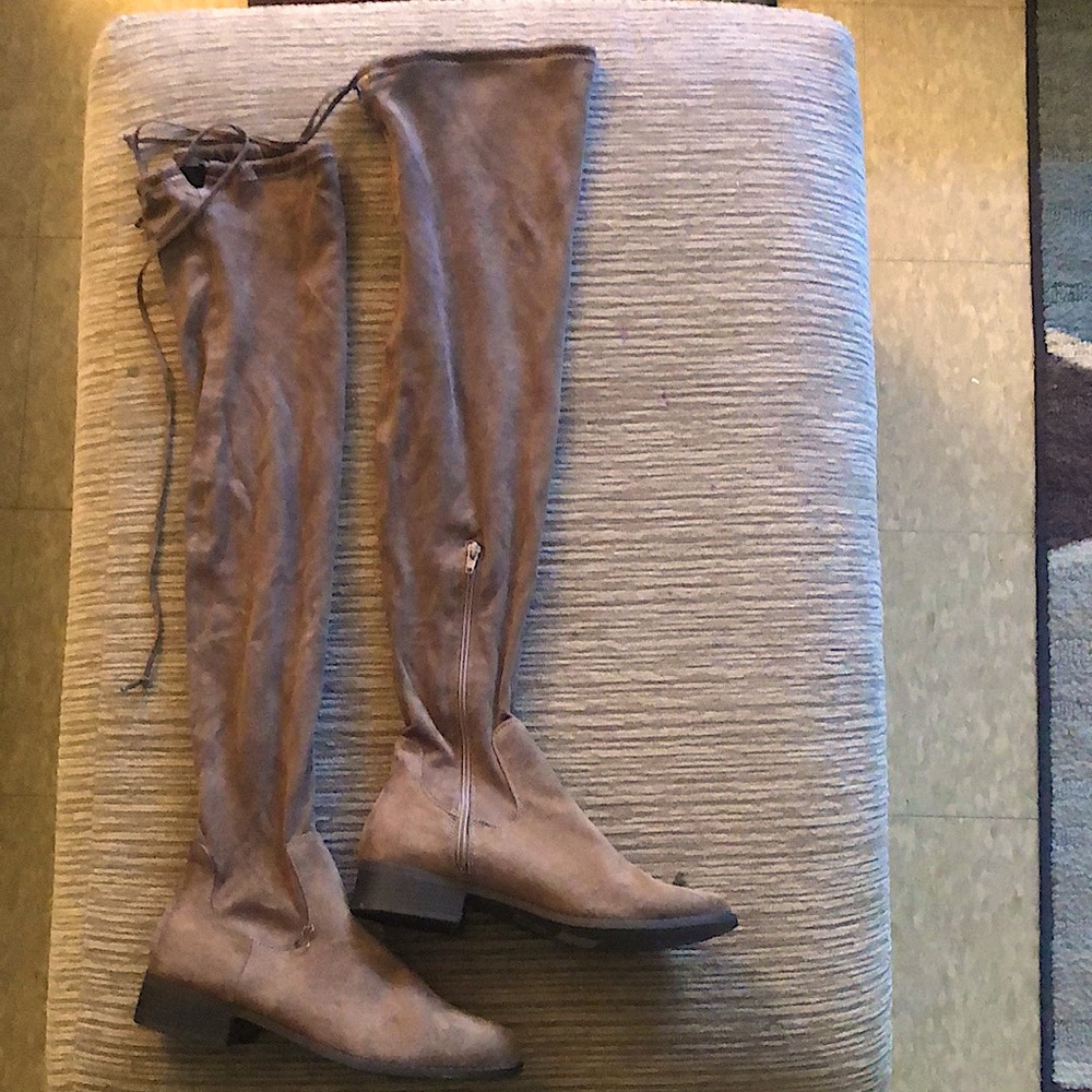 Thigh high suede boots